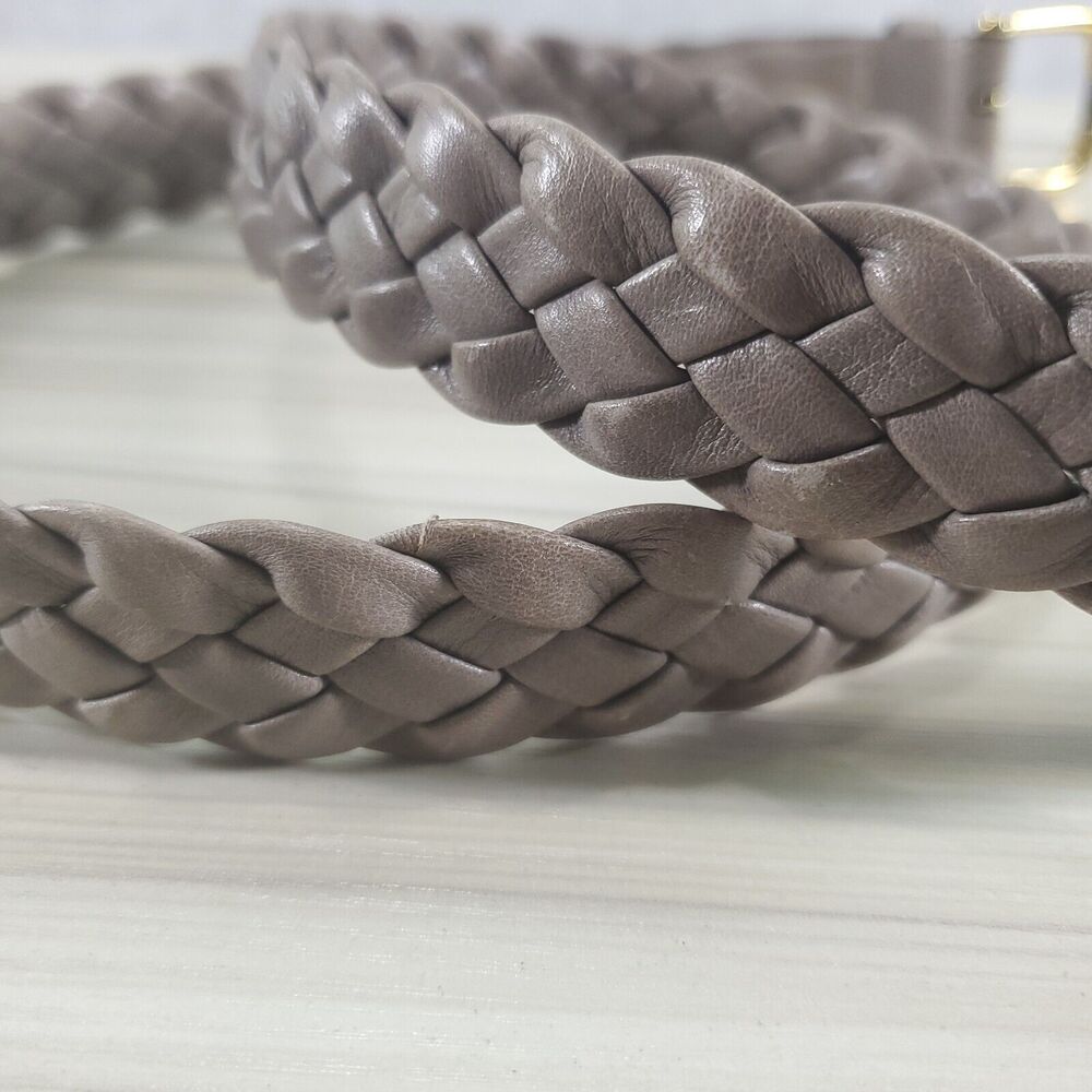 34/35/36 1" Vintage Christian Dior Italy Leather Braided Taupe Belt Women's - Picture 8 of 11